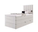 Kontinentalbett 90x200 cm, Einzelbett mit doppelter Matratze für Schlafzimmer, niedriges Kopfteil auf Wunsch, MAGNUS 3B