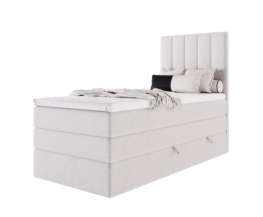 Kontinentalbett 90x200 cm, Einzelbett mit doppelter Matratze für Schlafzimmer, niedriges Kopfteil auf Wunsch, MAGNUS 3B