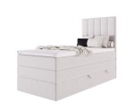 Kontinentalbett 90x200 cm, Einzelbett mit doppelter Matratze für Schlafzimmer, niedriges Kopfteil auf Wunsch, MAGNUS 3B