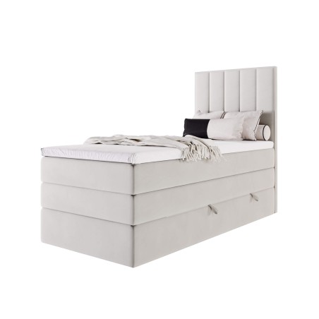 Kontinentalbett 90x200 cm, Einzelbett mit doppelter Matratze für Schlafzimmer, niedriges Kopfteil auf Wunsch, MAGNUS 3B