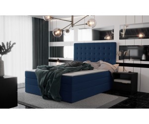 Boxspringbett 140x200 cm, Ehebett mit Bettkasten, niedriges Kopfteil auf Wunsch, MAGNUS 6B
