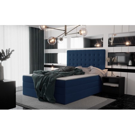 Boxspringbett 140x200 cm, Ehebett mit Bettkasten, niedriges Kopfteil auf Wunsch, MAGNUS 6B
