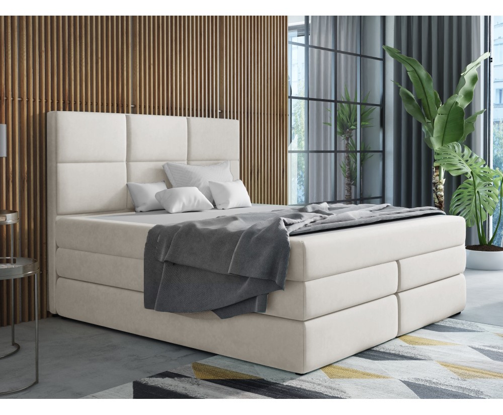 Boxspringbett 140x200 cm, Ehebett mit Bettkasten, 2 Matratzen, niedriges Kopfteil auf Wunsch, MAGNUS 7B