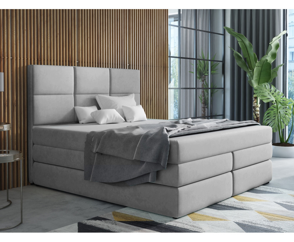 Bequemes Ehebett 200x200 cm, Kontinentalbett mit 2 Matratzen und 2 Bettkästen, niedriges Kopfteil auf Wunsch, MAGNUS 7B