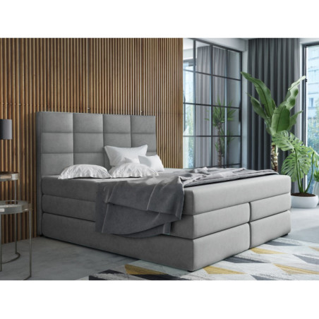 Boxspringbett 200x200 cm, Doppelbett mit elegantem Kopfteil, Bett für Dachschräge, Farbvarianten, MAGNUS 10B