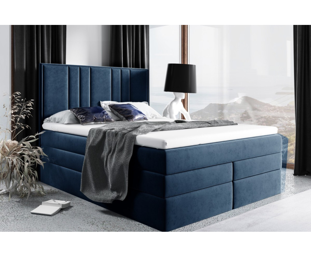 MAGNUS 22B Modernes Kontinentalbett 160x200 cm, Doppelbett mit 2 Matratzen, hohes Kopfteil