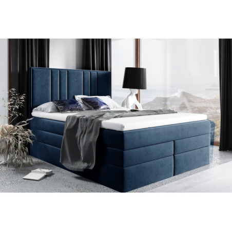Modernes Kontinentalbett 160x200 cm, Doppelbett mit 2 Matratzen, hohes Kopfteil, MAGNUS 22B