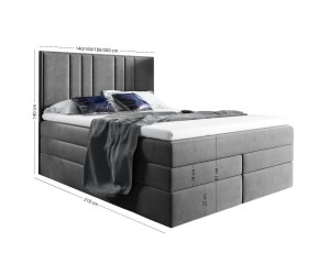 Doppelbett 180x200 cm, Boxspringbett mit 2 Matratzen, 2 Bettkästen, niedriges Kopfteil auf Wunsch, MAGNUS 22B