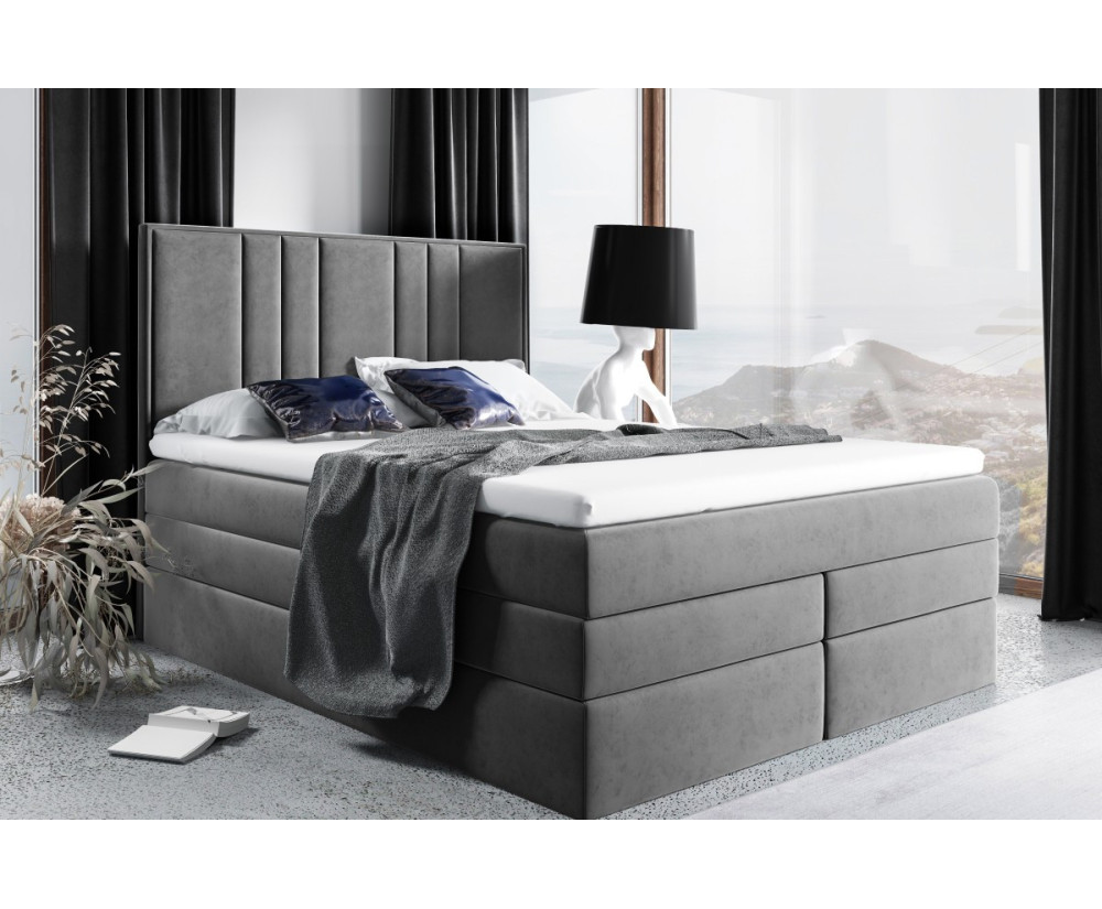 Kontinentalbett 200x200 cm, komfortables Ehebett mit 2 Matratzen, elegantes Kopfteil auch für Dachschräge, MAGNUS 22B