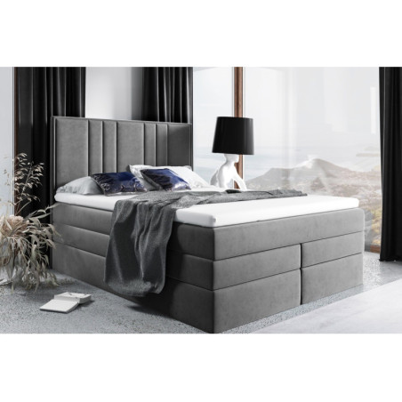 Kontinentalbett 200x200 cm, komfortables Ehebett mit 2 Matratzen, elegantes Kopfteil auch für Dachschräge, MAGNUS 22B