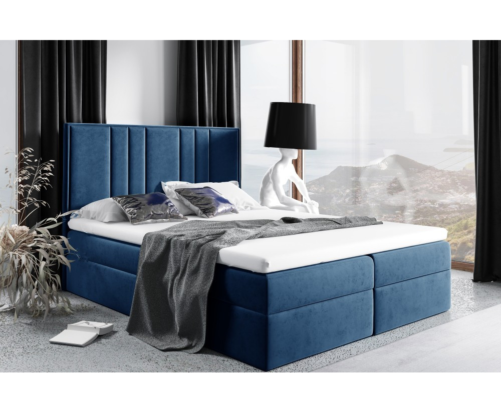 Elegantes Ehebett 180x200 cm, Kontinentalbett mit 2 Bettkästen, Matratze zur Auswahl, niedriges Kopfteil auf Wunsch, MAGNUS 22A
