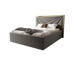 Doppelbett 160x200 cm, Ehebett, Hotelbett, Kopfteil mit goldfarbener Zierleiste, LIBIA