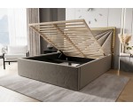 Doppelbett 160x200 cm, Ehebett, Hotelbett, Kopfteil mit goldfarbener Zierleiste, LIBIA