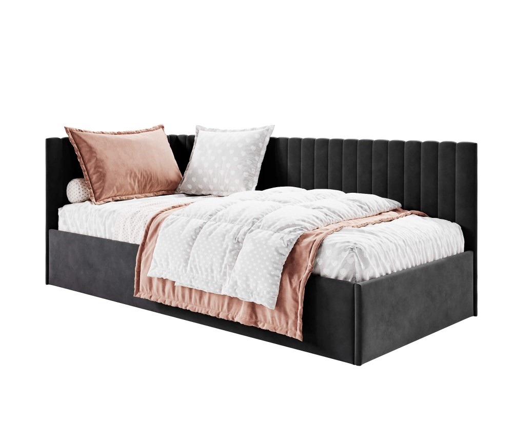 Einzelbett 120x200 cm für Jugendliche, Polsterbett mit Bettkasten, universal, BRUNO SM 02