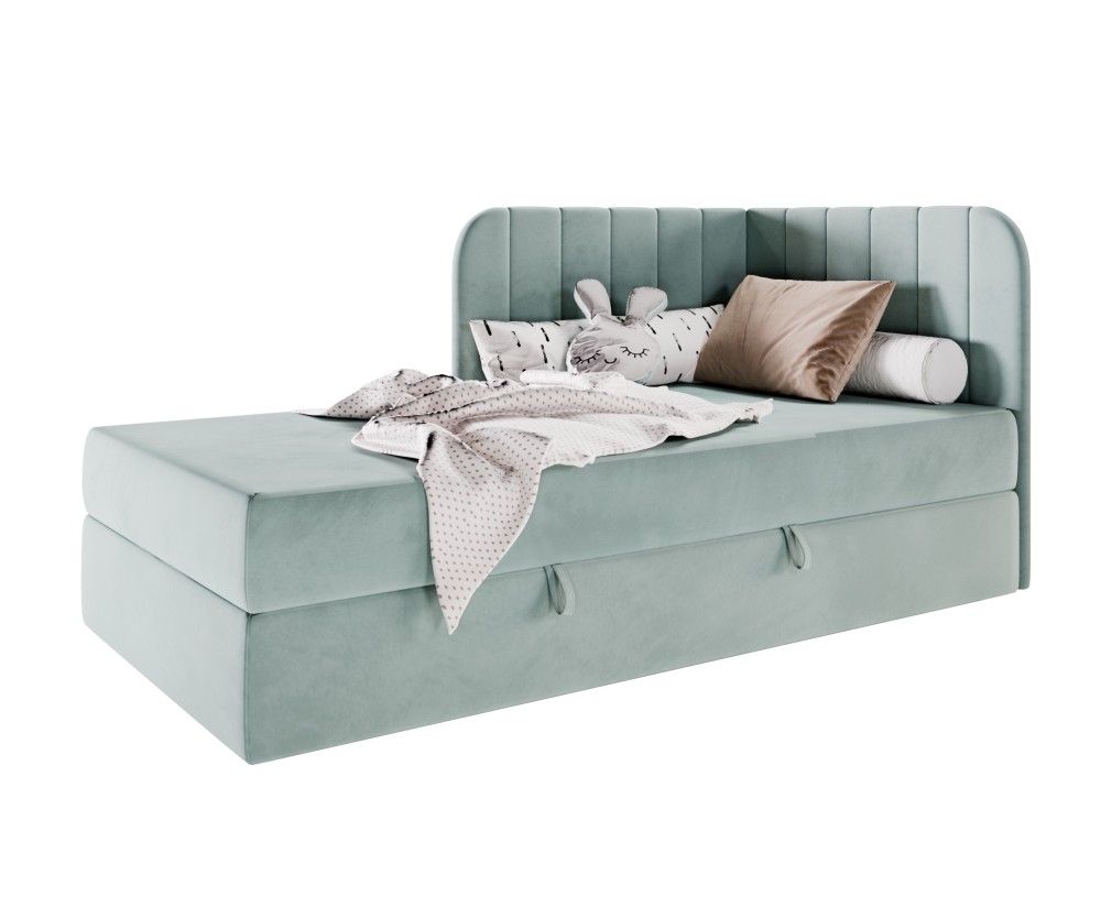 Boxspringbett 100x200 cm mit BONELL-Matratze, Eckbett, Jugendbett KEVIN 2M