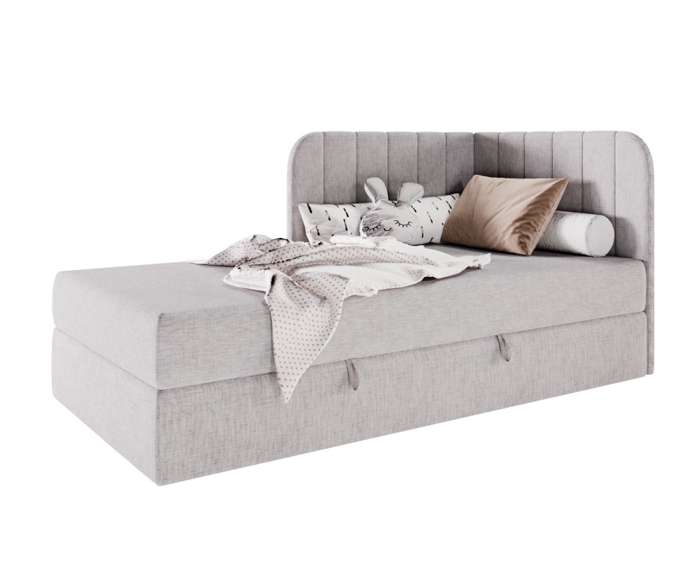 Kontinentalbett 90x200 cm mit BONELL-Matratze, Eckbett, Jugendbett KEVIN 2M