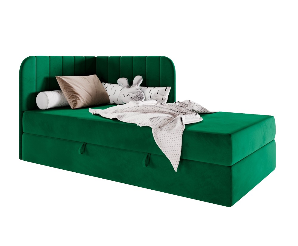 Einzelbett 80x200 cm mit BONELL-Matratze, Eckbett, Jugendbett KEVIN 2M