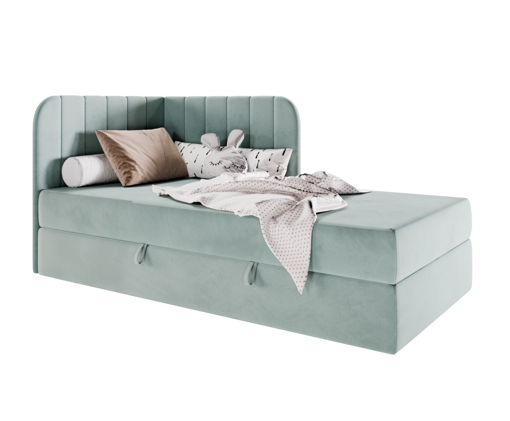 Einzelbett 80x200 cm mit BONELL-Matratze, Eckbett, Jugendbett KEVIN 2M