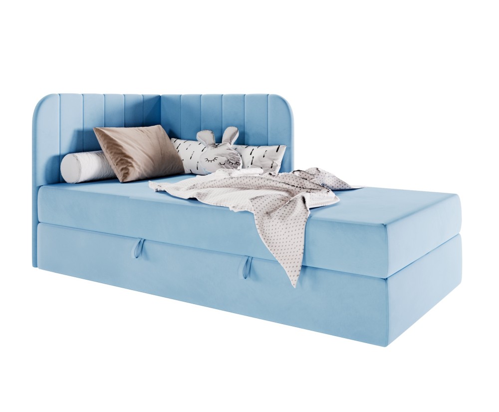 Einzelbett 80x200 cm mit BONELL-Matratze, Eckbett, Jugendbett KEVIN 2M