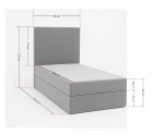 Boxspringbett 90x200 cm, Einzelbett, Hotelbett, Kopfteil mit Kristallen, MAGNUS 15A