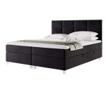 Boxspringbett in Überlänge 180x220 cm für Dachschräge, großes Ehebett mit Bettkasten, verchromte Füße, MEROO 5M