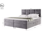 Boxspringbett in Überlänge 180x220 cm für Dachschräge, großes Ehebett mit Bettkasten, verchromte Füße, MEROO 5M