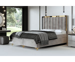 Boxspringbett 180x220 cm für Appartment, Ehebett, Hotelbett, hohes Kopfteil mit goldenen Zierleisten, BAHAMA 1M Boxspringbett 180x220 cm für Appartment, Ehebett, Hotelbett, hohes Kopfteil mit goldenen Zierleisten, BAHAMA 1M