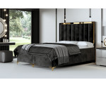 Boxspringbett 180x220 cm für Appartment, Ehebett, Hotelbett, hohes Kopfteil mit goldenen Zierleisten, BAHAMA 1M Boxspringbett 180x220 cm für Appartment, Ehebett, Hotelbett, hohes Kopfteil mit goldenen Zierleisten, BAHAMA 1M