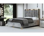 Boxspringbett 180x220 cm für Appartment, Ehebett, Hotelbett, hohes Kopfteil mit goldenen Zierleisten, BAHAMA 1M Boxspringbett 180x220 cm für Appartment, Ehebett, Hotelbett, hohes Kopfteil mit goldenen Zierleisten, BAHAMA 1M