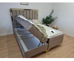 Boxspringbett 180x220 cm für Appartment, Ehebett, Hotelbett, hohes Kopfteil mit goldenen Zierleisten, BAHAMA 1M Boxspringbett 180x220 cm für Appartment, Ehebett, Hotelbett, hohes Kopfteil mit goldenen Zierleisten, BAHAMA 1M