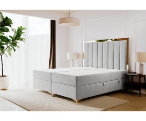 Exklusives Doppelbett 200x220 cm in Überlänge für Schlafzimmer, Hotelbett, eleganter Stoff Magic Velvet, Ehebett BAHAMA 1M