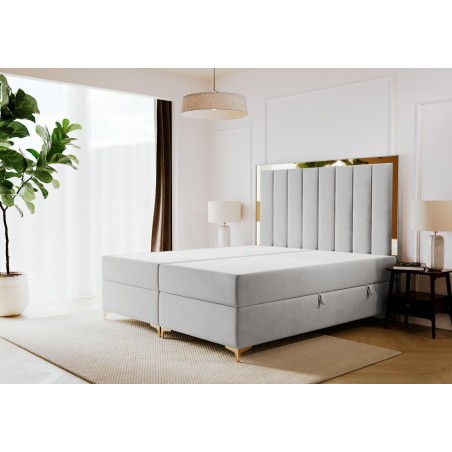 Exklusives Doppelbett 200x220 cm in Überlänge für Schlafzimmer, Hotelbett, eleganter Stoff Magic Velvet, Ehebett BAHAMA 1M