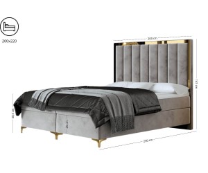 Exklusives Doppelbett 200x220 cm in Überlänge für Schlafzimmer, Hotelbett, eleganter Stoff Magic Velvet, Ehebett BAHAMA 1M