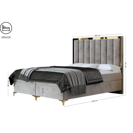 Exklusives Doppelbett 200x220 cm in Überlänge für Schlafzimmer, Hotelbett, eleganter Stoff Magic Velvet, Ehebett BAHAMA 1M