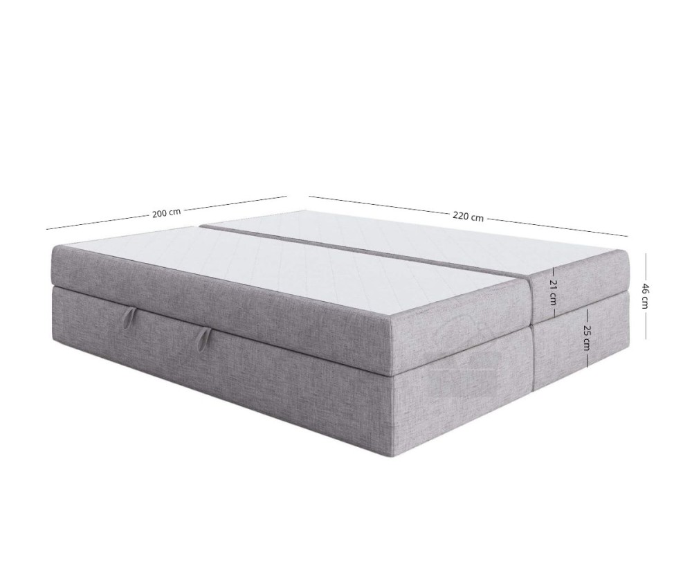 Premium-Bett in Komfortgröße 200x220 cm, Doppelbett mit Matratze, Hotelbett, ohne Kopfteil, LUXOR 1M