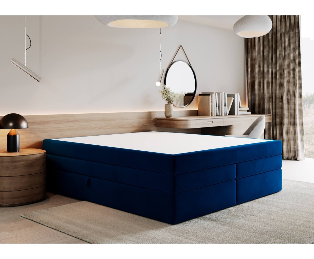 Kontinentalbett in Komfortgröße 180x220 cm, Doppelbett mit 2 Matratzen, Hotelbett in Überlänge, ohne Kopfteil, LUXOR 1K