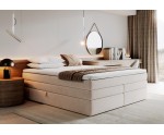 PREMIUM-Bett in Extragröße 200x220 cm, Doppelbett mit 2 Matratzen, Hotelbett, ohne Kopfteil, LUXOR 1K