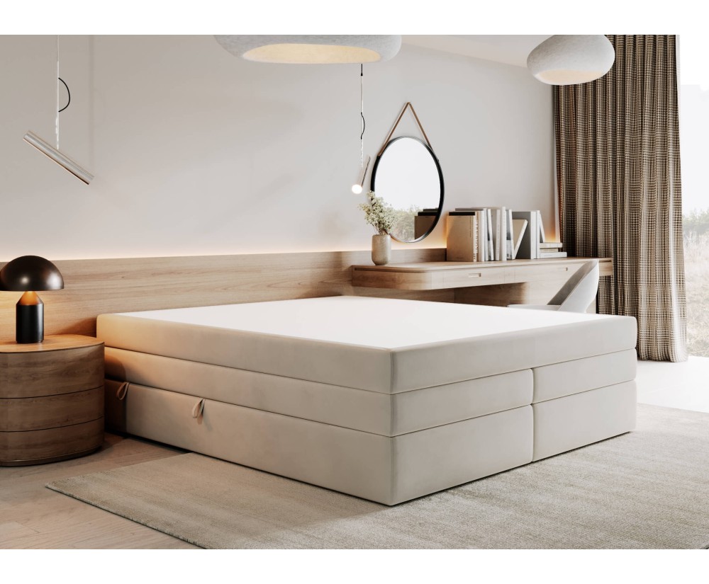 PREMIUM-Bett in Extragröße 200x220 cm, Doppelbett mit 2 Matratzen, Hotelbett, ohne Kopfteil, LUXOR 1K