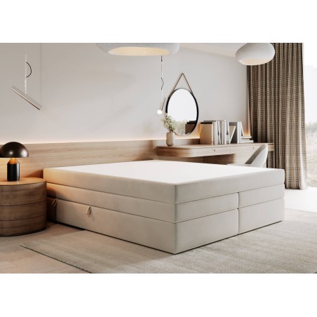 PREMIUM-Bett in Extragröße 200x220 cm, Doppelbett mit 2 Matratzen, Hotelbett, ohne Kopfteil, LUXOR 1K