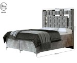 Elegantes Bett in Komfortgröße 180x220 cm, hohes Kopfteil aus Polsterpaneelen, Bettkasten, Ehebett in Überlänge BERLIN 1M