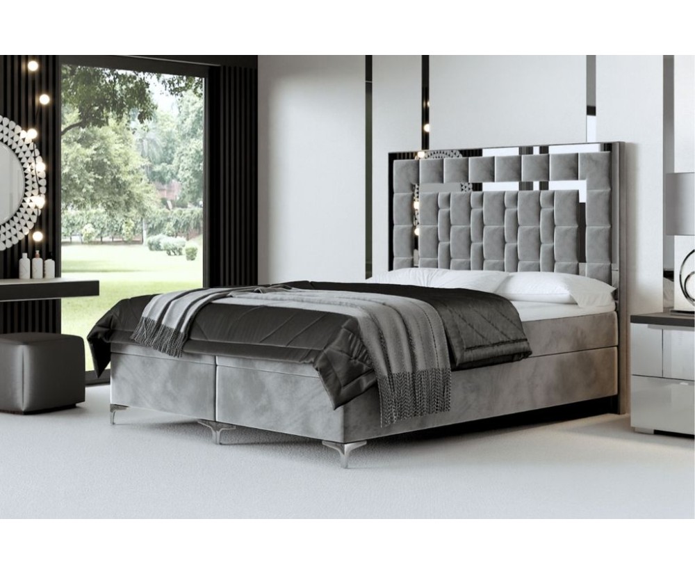 Bequemes PREMIUM-Bett in Extragröße 200x220 cm, Hotelbett, hohes Kopfteil mit Zierleisten, Ehebett in Überlänge BERLIN 1M