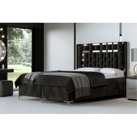 Bequemes PREMIUM-Bett in Extragröße 200x220 cm, Hotelbett, hohes Kopfteil mit Zierleisten, Ehebett in Überlänge BERLIN 1M
