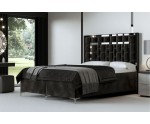 Bequemes PREMIUM-Bett in Extragröße 200x220 cm, Ehebett, Hotelbett, hohes Kopfteil mit Zierleisten, BERLIN 1M