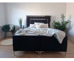 Bequemes PREMIUM-Bett in Extragröße 200x220 cm, Ehebett, Hotelbett, hohes Kopfteil mit Zierleisten, BERLIN 1M