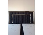 Bequemes PREMIUM-Bett in Extragröße 200x220 cm, Ehebett, Hotelbett, hohes Kopfteil mit Zierleisten, BERLIN 1M