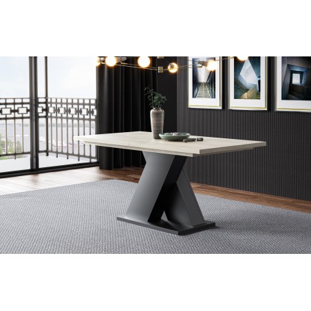 MODERN M27 Esstisch, Tisch ausziehbar 80x150 -190 cm, schwarzes X-Gestell, Farbvarianten der Tischplatte