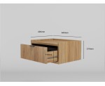 Hängender Nachttisch mit Schublade für Schlafzimmer, Wandschublade, Nachtschrank in natürlicher Holzfarbe Hickory natural, ELANO