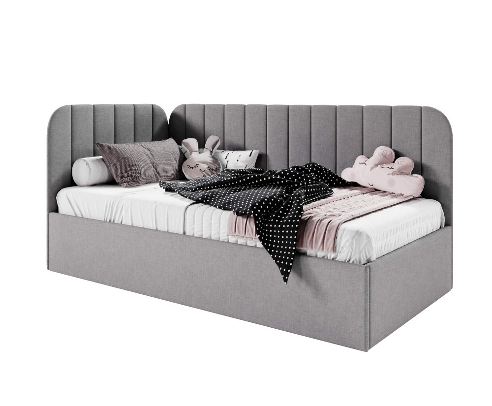 Komfortables Jugendbett 120x200 cm mit Bettkasten, Einzelbett mit Lattenrost, universal, TIMON SM