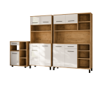 Praktisches Küchenbuffet 120 cm, Küchenschrank, Barschrank, weiß glänzend / Eiche Lancelot, PERY 4