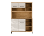 Praktisches Küchenbuffet 120 cm, Küchenschrank, Barschrank, weiß glänzend / Eiche Lancelot, PERY 4